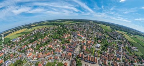 Sommerlicher Blick auf Schrozberg auf der Hohenloher Ebene im Nordosten Württembergs photo