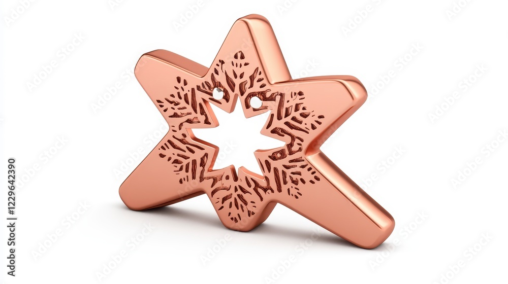 Obraz premium Shiny Copper Star Ornament with Intricate Snowflake Design