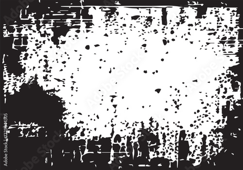 Grunge border vector background. Black grunge texture border frame over white. Abstract overlay. Dirty and damaged backdrop. Grunge Frame. 