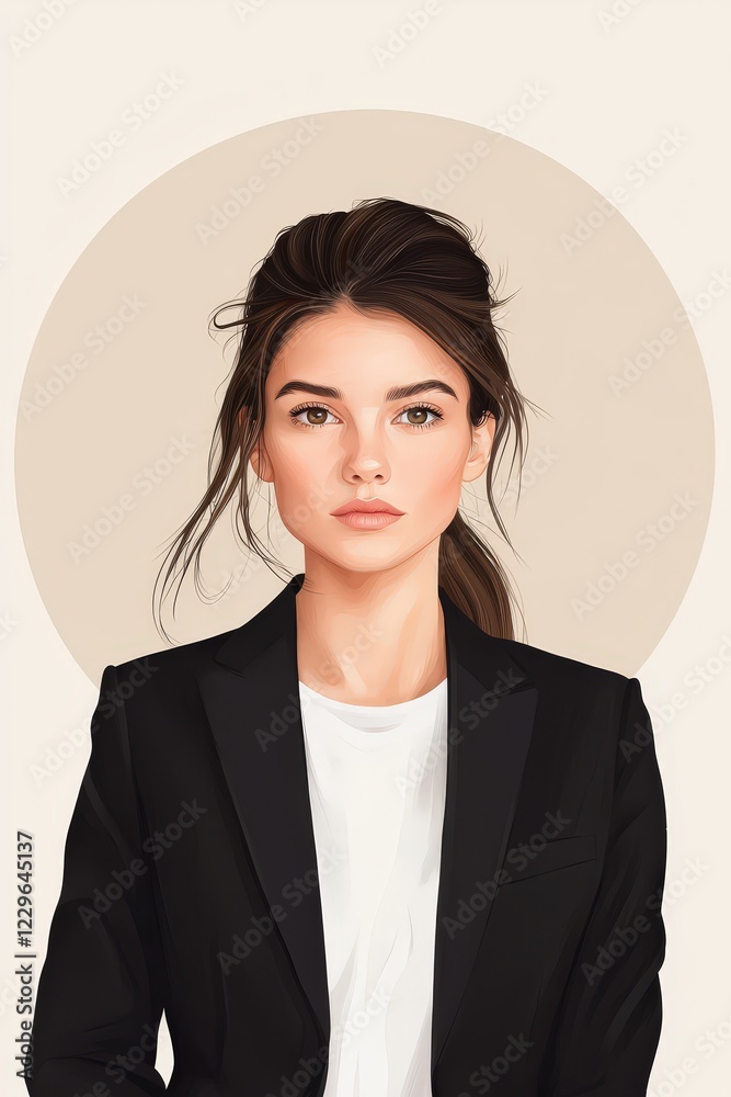 Elegant Business Woman Portrait Illustration Elegant Business Woman Portrait Illustration