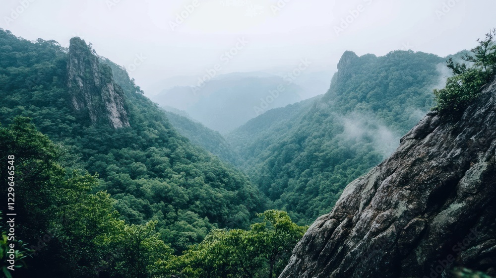 Misty Mountain Majesty: A Breathtaking View of Verdant Peaks Misty Mountain Majesty: A Breathtaking View of Verdant Peaks