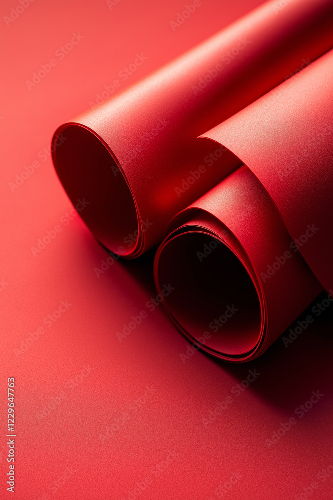 Fototapeta premium Elegant eingerollte rote Papieroberfläche in Rosenform