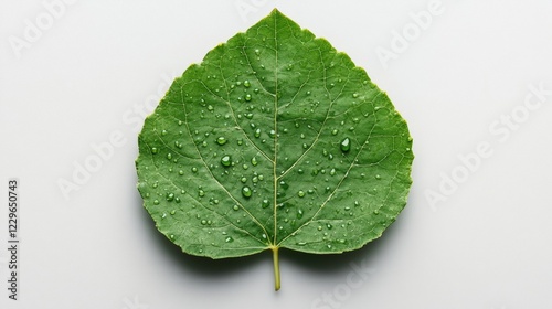 Raindrops on a green leaf close-up photography nature studio lighting macro viewpoint freshness concept photo