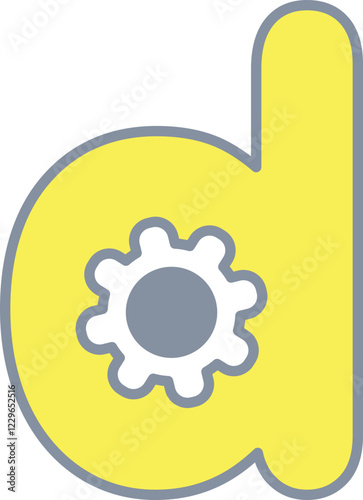 d alphabet robot gear font