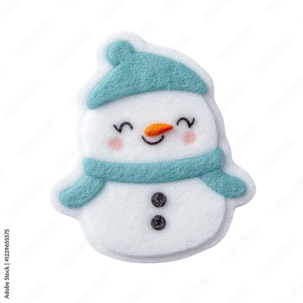 Fototapeta premium Cute plush snowman with a friendly smile, perfect for winter decorations.