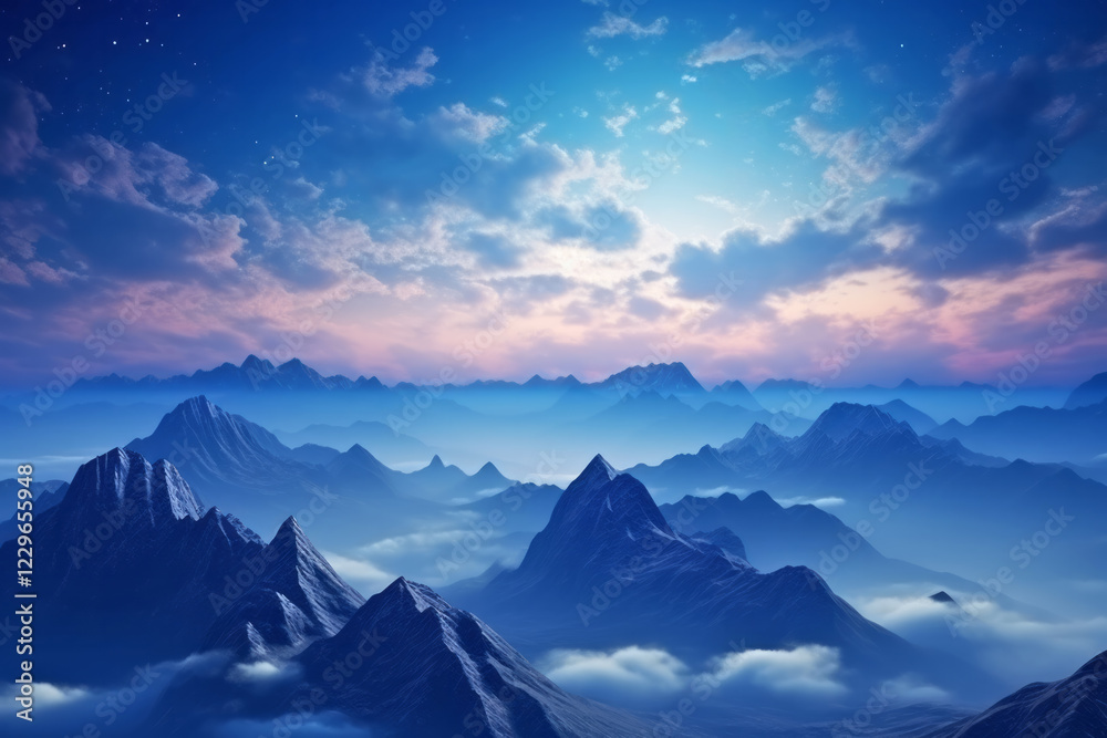 Mountains Sea Clouds Sunset Sky Landscape Surrealist Mountains Sea Clouds Sunset Sky Landscape Surrealist