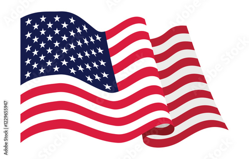Obraz na płótnie USA waving flag. American national symbol isolated on white background. Banner design element w salonie