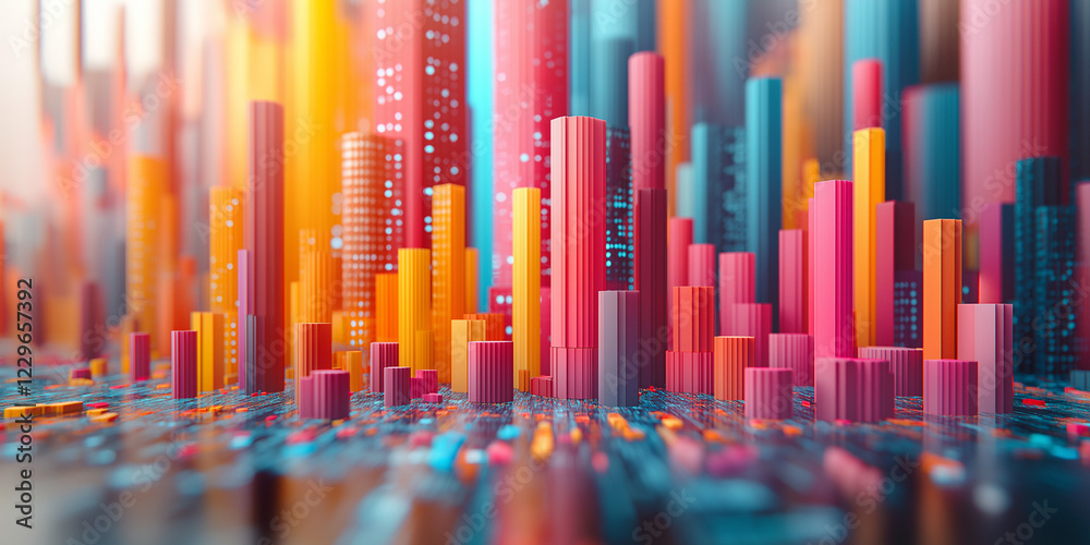 Dynamic urban growth visualization modern cityscape data visualization vibrant colors abstract perspective technology concept for digital art Dynamic urban growth visualization modern cityscape data visualization vibrant colors abstract perspective technology concept for digital art