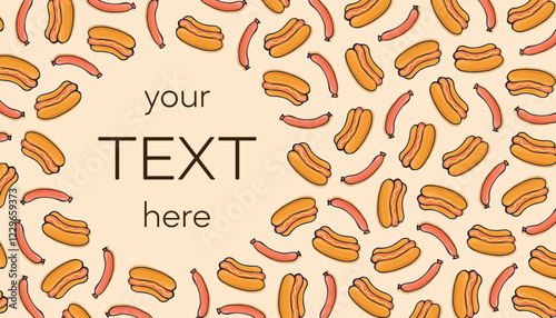 an empty frame with hot dogs. a frame for fast food advertising. a frame of hot dogs. a template for flyers. fast food. a hot dog. fast food. vector. order a discounted lunch.