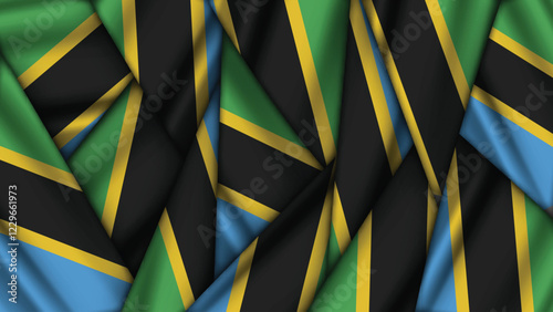 Set of TANZANIA Flags Stacked on Top of Each Other