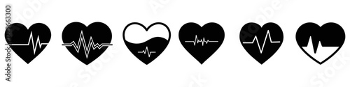 Pulse icon vector set. Heartbeat illustration sign collection. Heart rhythm symbol. Cardiology logo.