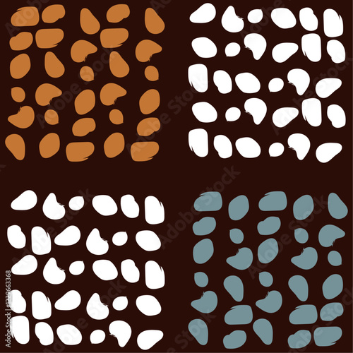 A simple dots style of textiles on dark brown Background, vector illustration. An abstract of dots seamless hand drawn pattern used in ethnic background