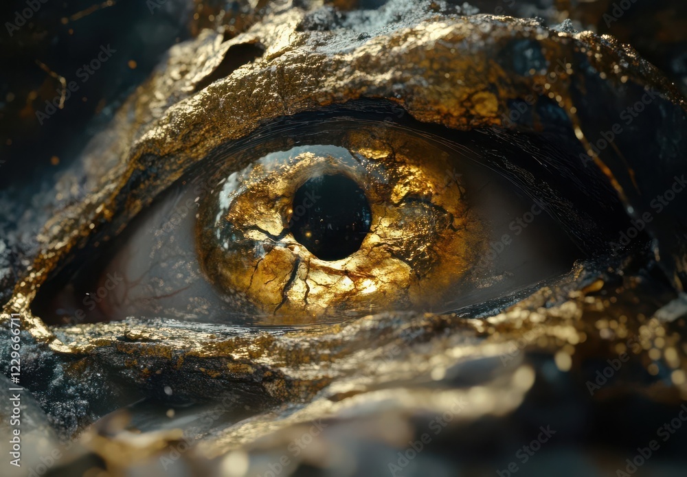 A mesmerizing close-up of a golden eye, symbolizing depth, mystery, and the allure of ancient cultures. Copy space A mesmerizing close-up of a golden eye, symbolizing depth, mystery, and the allure of ancient cultures. Copy space