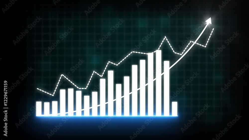 Business growth concept in allusive graph chart showing marketing sales profit increasing to future target . Excellent financial status of corporate business rise up . 