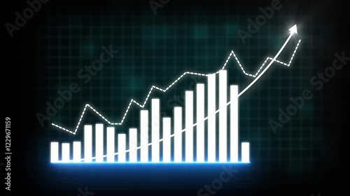Business growth concept in allusive graph chart showing marketing sales profit increasing to future target . Excellent financial status of corporate business rise up . 