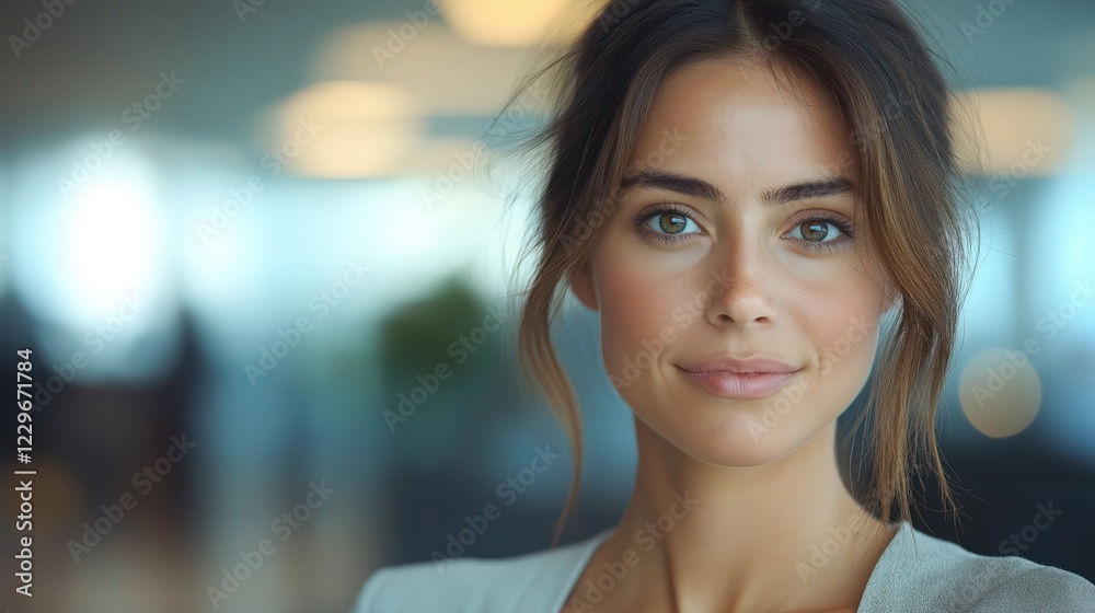 Fototapeta premium young businesswoman using pc for online banking and analysis in modern office workspace
