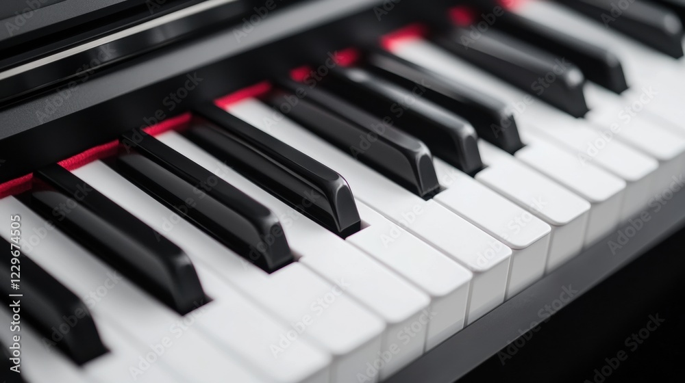 Playing melodies on piano keys home studio music content cozy environment close-up view Playing melodies on piano keys home studio music content cozy environment close-up view