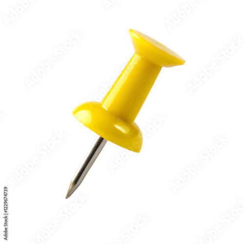 Yellow thumbtack isolated on transparent background