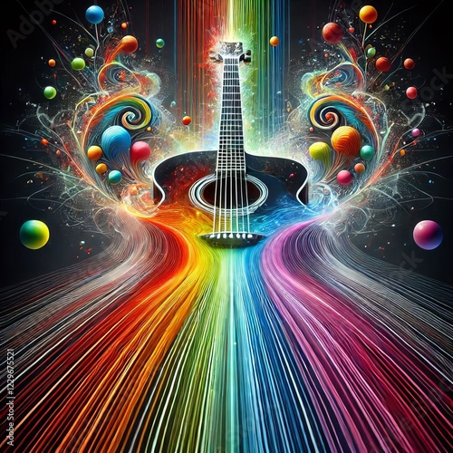 Guitar strings into rainbow waves