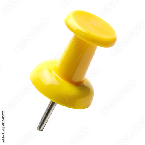 Yellow thumbtack isolated on transparent background