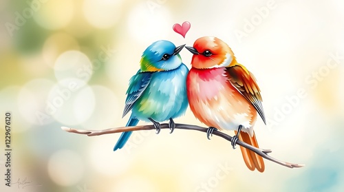 Illustration of bird with hand made watercolor painting