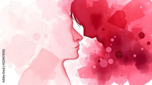 Colorful illustration of couple kissing