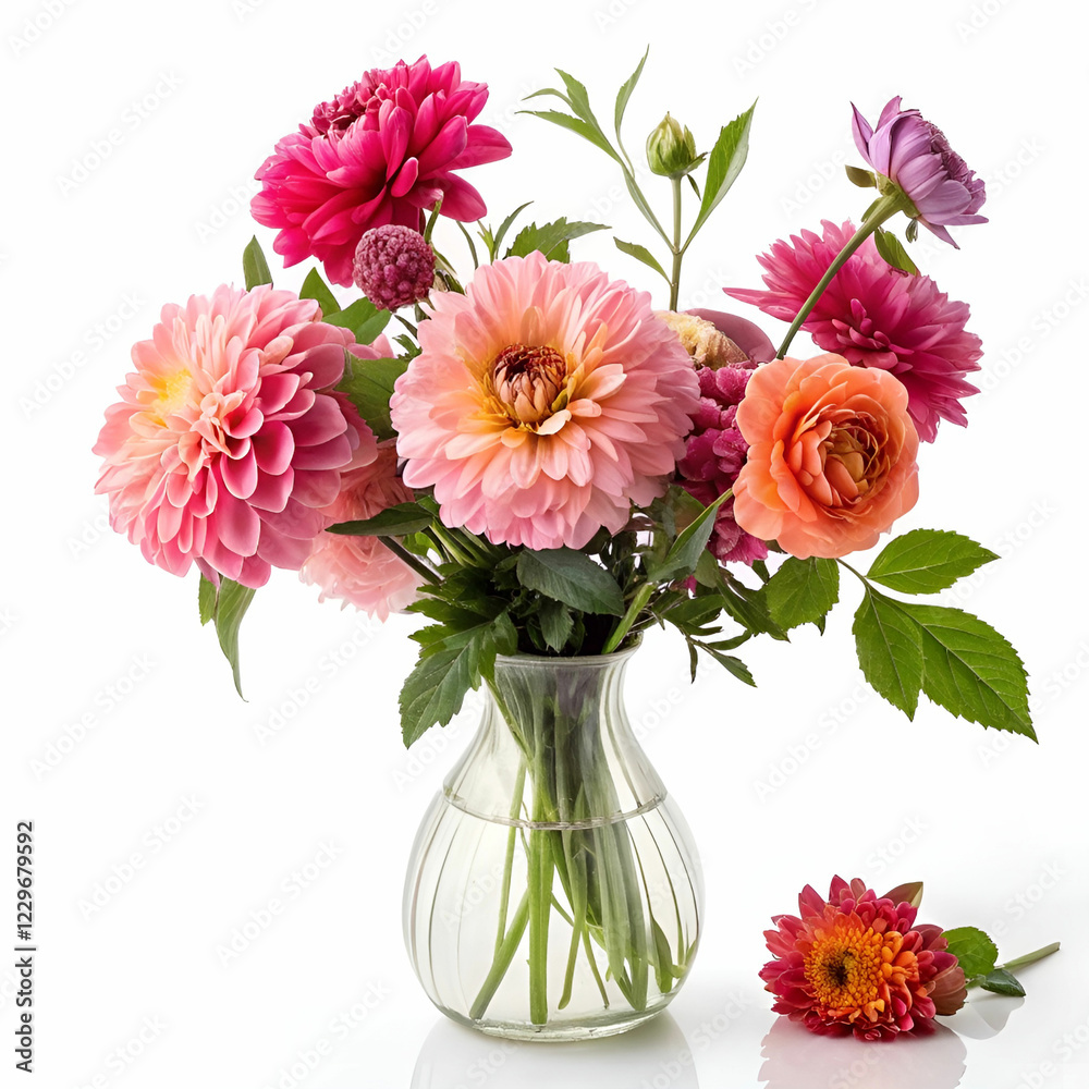 Obraz premium beautiful flowers in vase isolated
