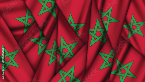 Set of Morocco Flags Stacked on Top of Each Other