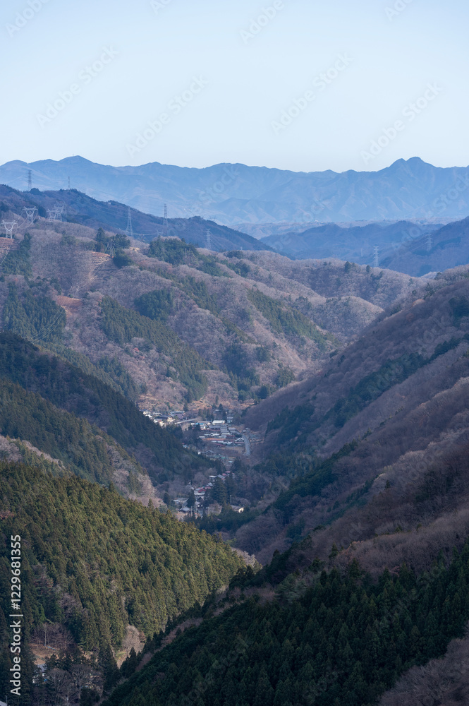 Naklejka premium 志賀坂峠から見る小鹿野町の風景