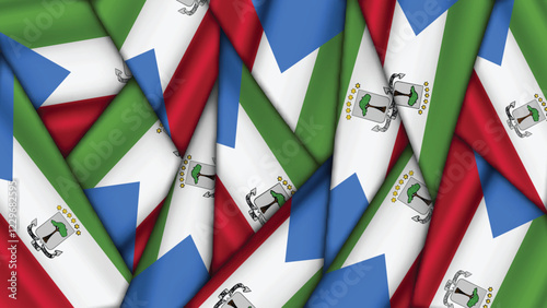 Set of EQUATORIAL GUINEA Flags Stacked on Top of Each Other