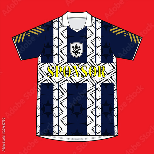 bloke core football jersey mockup with striped motif design