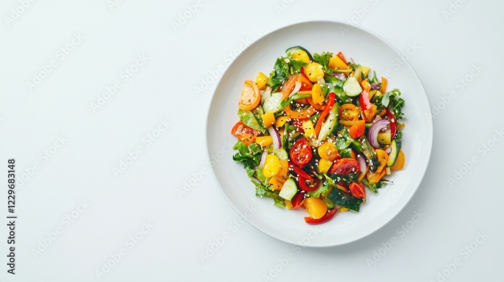 Vibrant Summer Vegetable Salad on White Plate Vibrant Summer Vegetable Salad on White Plate