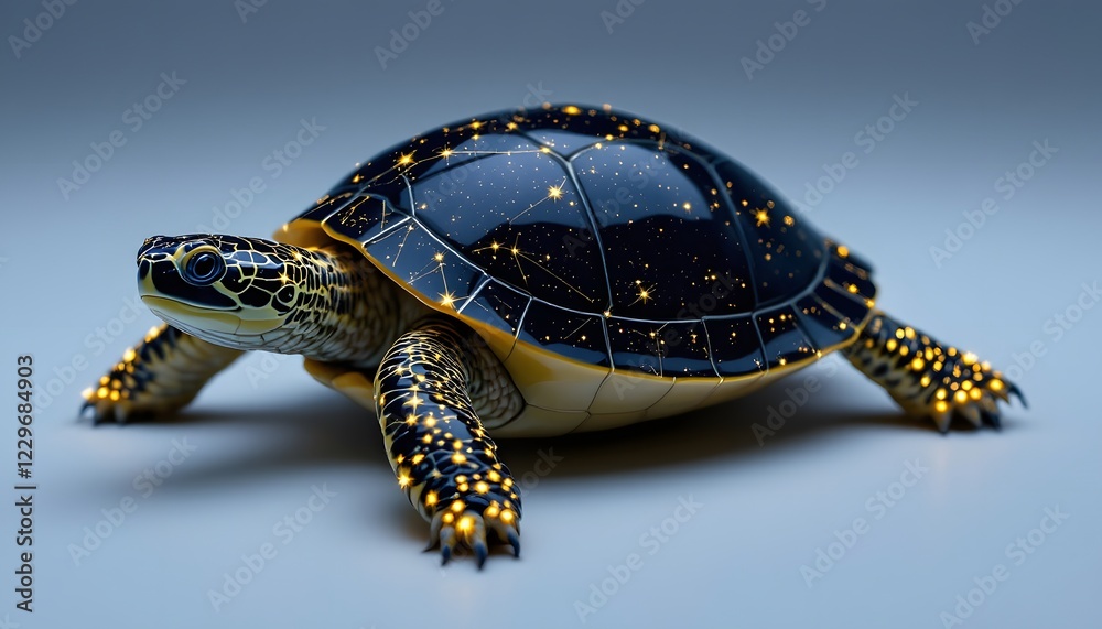 Obraz premium Celestial Turtle 3d Render Glowing Starshell Design