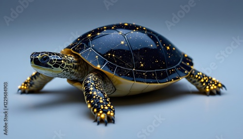 Celestial Turtle 3d Render Glowing Starshell Design