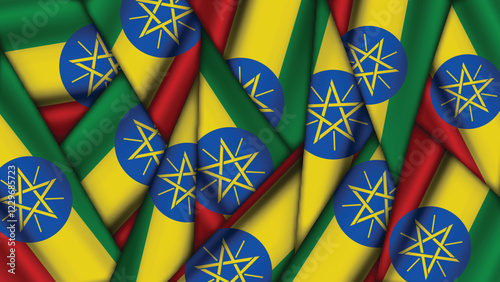 Set of ETHIOPIA Flags Stacked on Top of Each Other