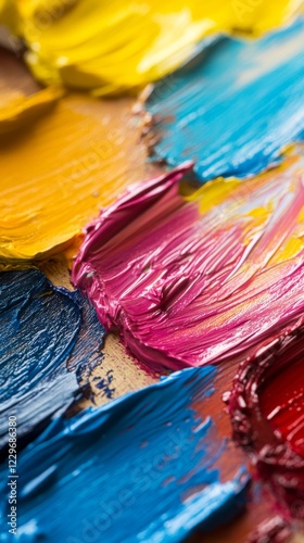 Macro Close-up of Different Color Oil Paints