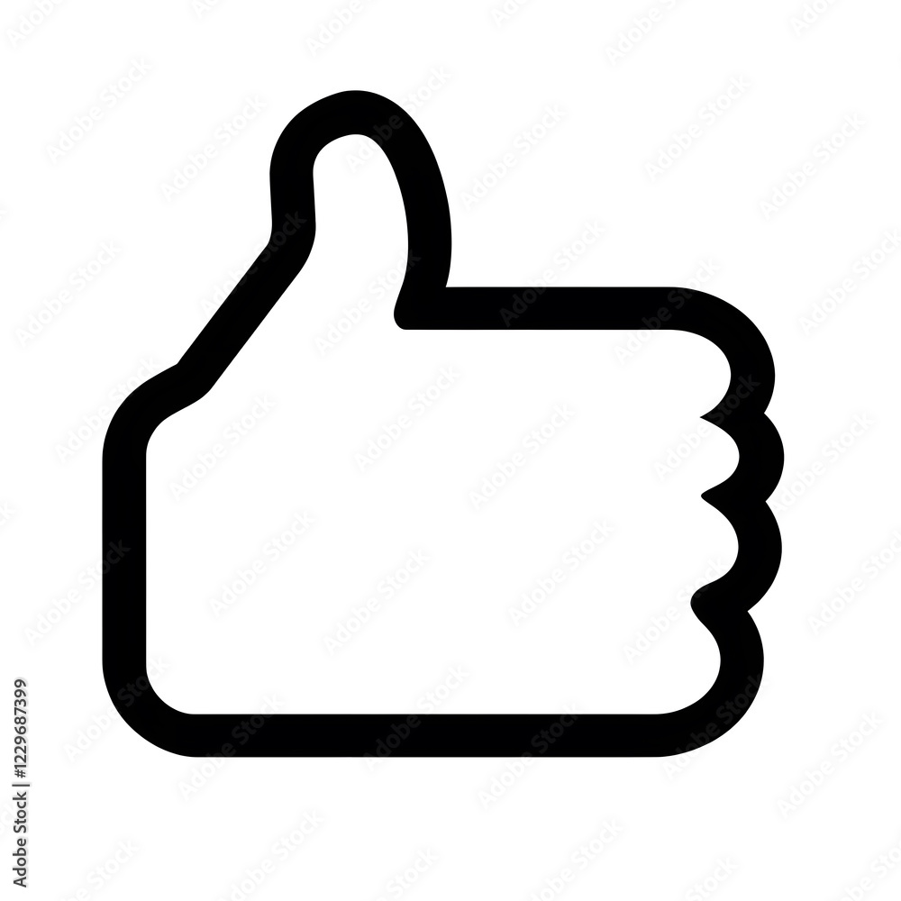 Thumbs up black line icon isolated on white background Thumbs up black line icon isolated on white background