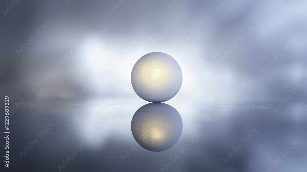 Glowing abstract sphere on a reflective surface, blending soft light and natural textures, symbolizing harmony and modern elegance. Glowing abstract sphere on a reflective surface, blending soft light and natural textures, symbolizing harmony and modern elegance.