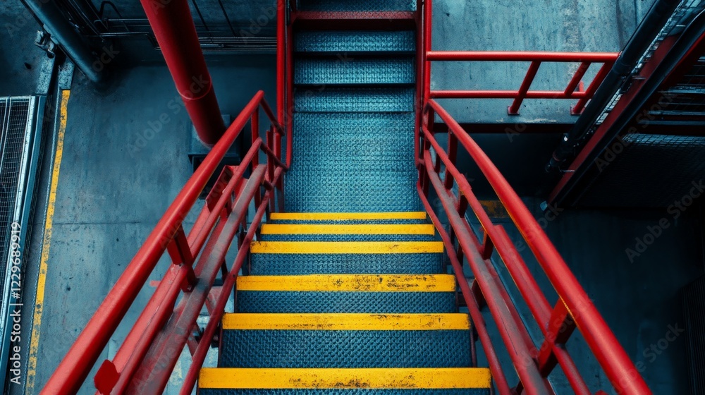 Industrial emergency evacuation slide with fire safety markings, high-detail, crisp edges, isolated. Industrial emergency evacuation slide with fire safety markings, high-detail, crisp edges, isolated.