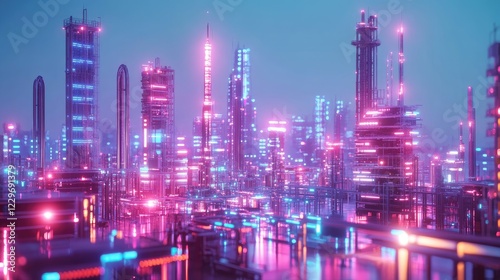 Wallpaper Mural A connected industrial background with IoT-integrated manufacturing, glowing factory dashboards, and smart machine automation. Torontodigital.ca