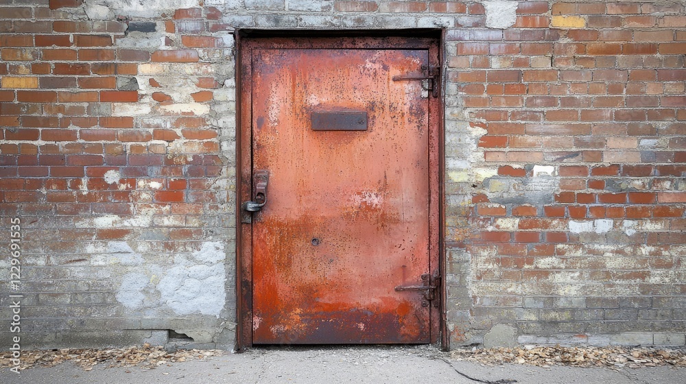 A corroded, rusty metal door with peeling paint and traces of oxidation, with a simple background that draws attention to the details. A corroded, rusty metal door with peeling paint and traces of oxidation, with a simple background that draws attention to the details.