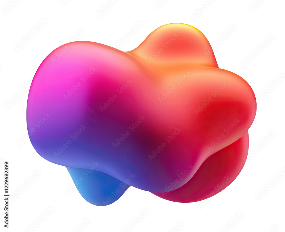 Colorful abstract shape with smooth curves, isolated object.