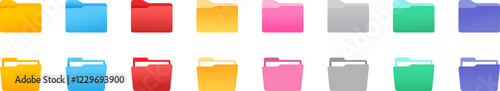 Folder set icons. Flat style. Folder colored set icons. Vector illustration.