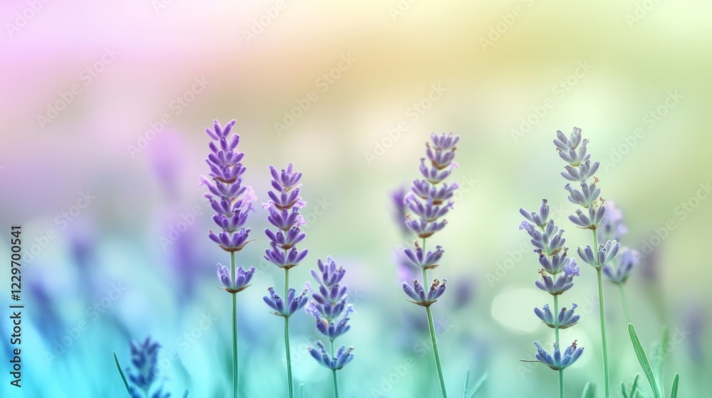 Naklejka premium Delicate Lavender Blooms in a Pastel Dream