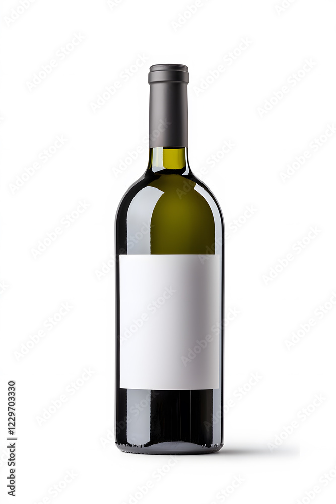 Wine bottle with blank label mock up isolated on white Wine bottle with blank label mock up isolated on white