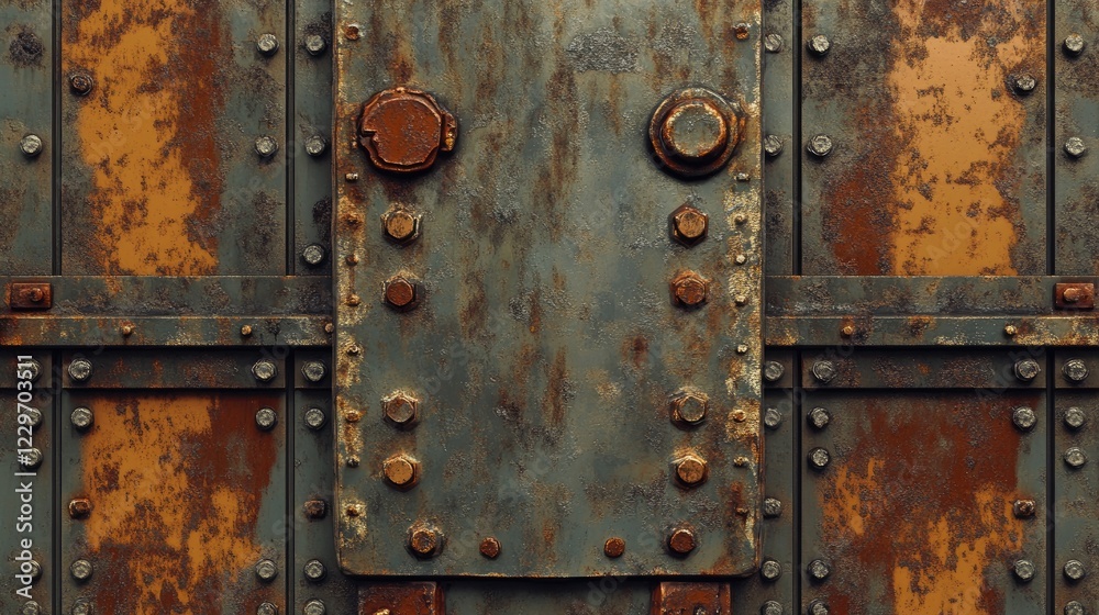 Fototapeta premium Oxidized metal with rich brown and orange rust patterns, perfect for grunge-style backgrounds or vintage-themed designs