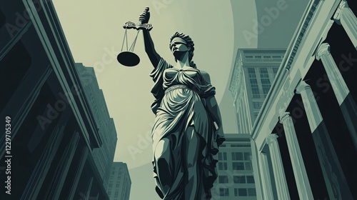 Flat Vector Illustration of Searching Justice Icon for Legal Designs