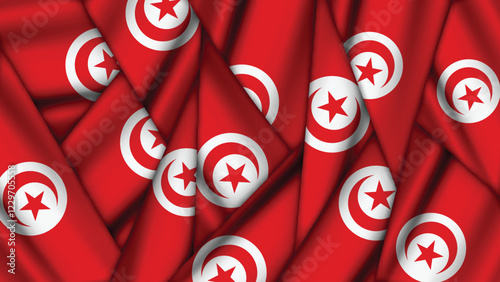 Set of Tunisia Flags Stacked on Top of Each Other