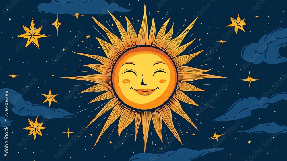 Astrology-themed Sun with Star Vector Illustration for Designers, Horoscope Enthusiasts, and Celestial Art Projects Astrology-themed Sun with Star Vector Illustration for Designers, Horoscope Enthusiasts, and Celestial Art Projects