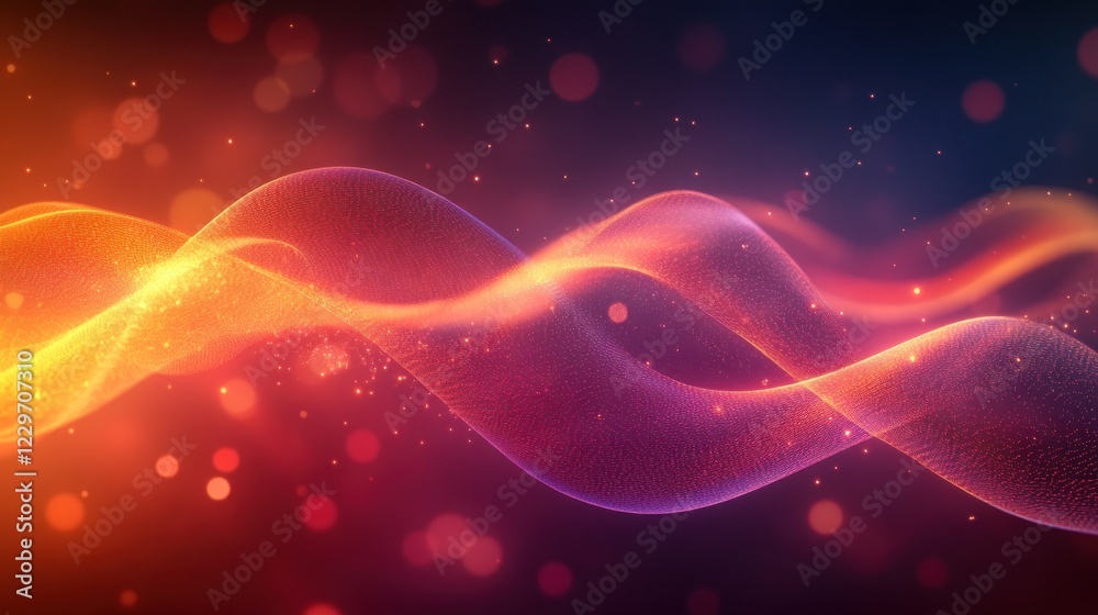 Fototapeta premium Abstract glowing wave with bokeh.